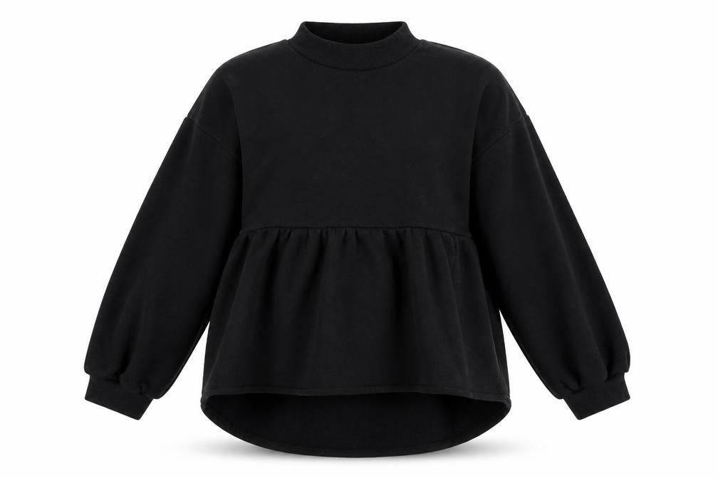 Front view of In the Style women’s black pullover sweatshirt, size UK 10