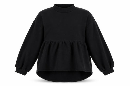 Front view of In the Style women’s black pullover sweatshirt, size UK 10