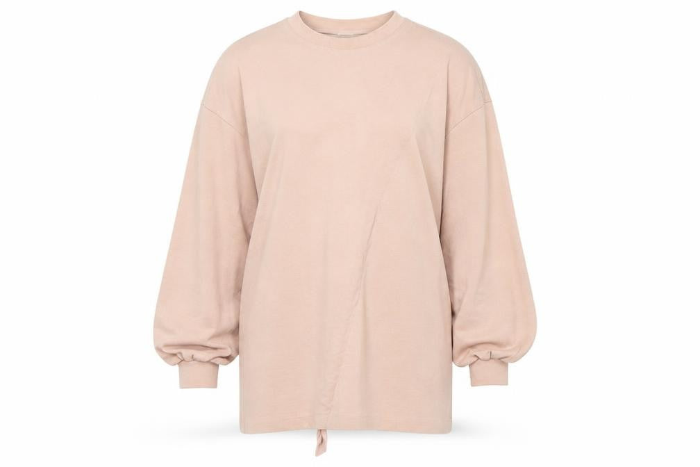Front view of H&M women’s pink jumper, size UK 8