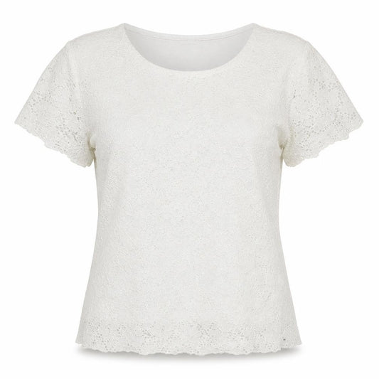 Front view of Brittany Black women’s white floral basic blouse, size S