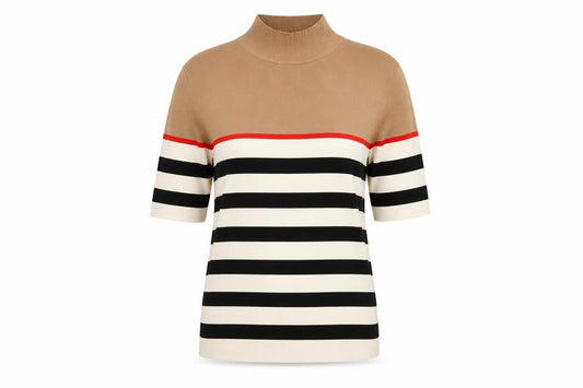 Front view of Next women’s multicoloured striped jumper, size UK 10