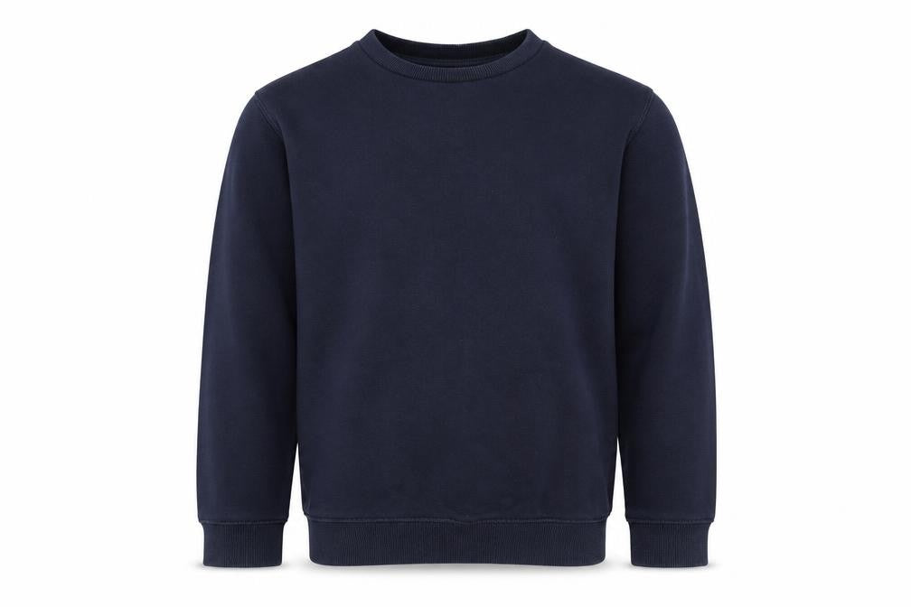 Front view of Tu boys’ blue jumper, size 9, years - school