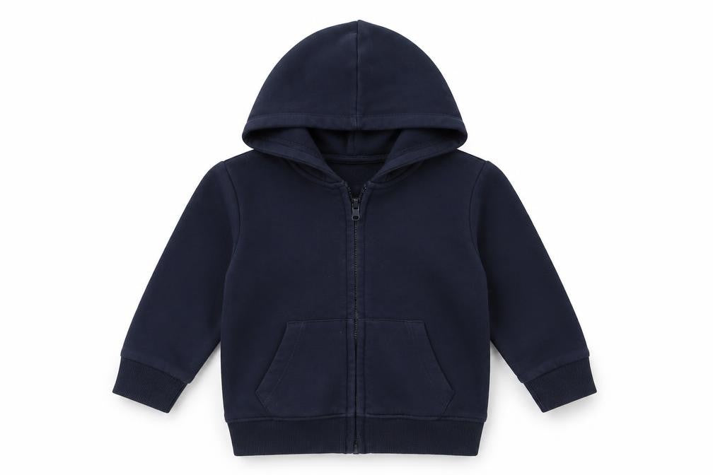 Front view of Tu boys’ blue full zip hoodie, size 4, years - school