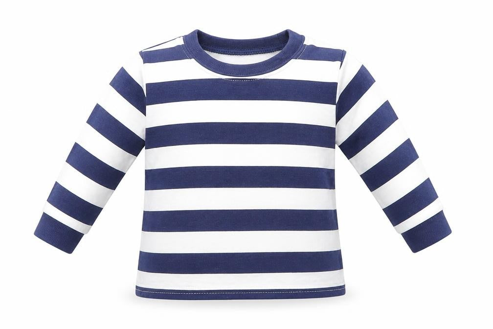 Front view of George Baby Blue Striped Basic Polo, size 0-3, Months