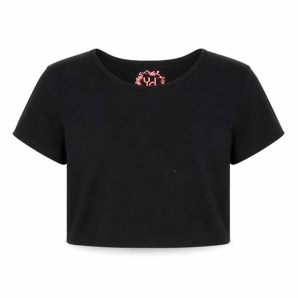 yd Girls Black   Cropped T-Shirt Size 11 Years