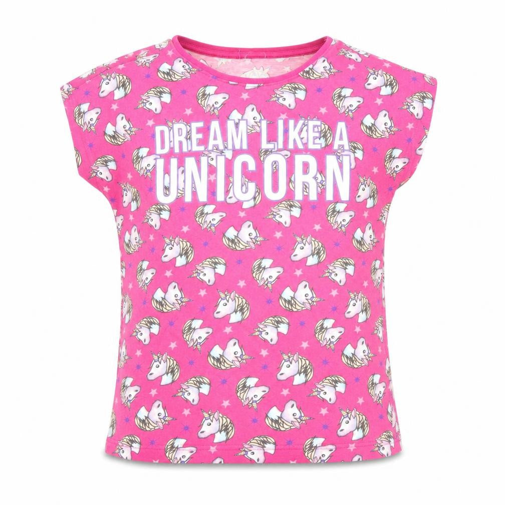 Preworn Girls Pink Animal Print  Top Pyjama Top Size 8-9 Years