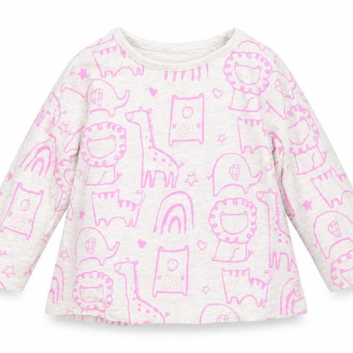 George Girls Grey Animal Print  Basic T-Shirt Size 6-9 Months  - Animals