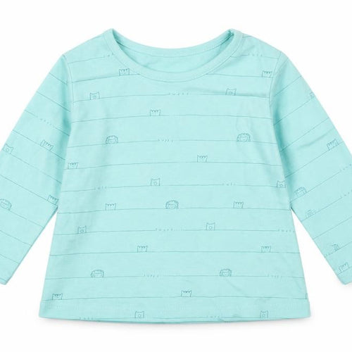 George Girls Green Striped  Basic T-Shirt Size 6-9 Months  - Animals