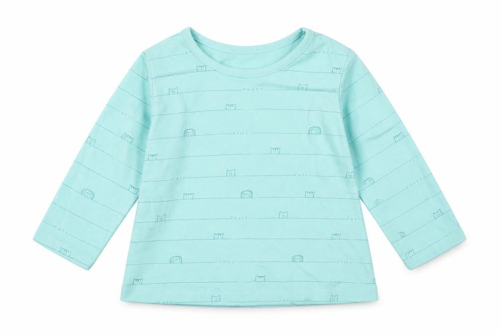 George Girls Green Striped  Basic T-Shirt Size 6-9 Months  - Animals