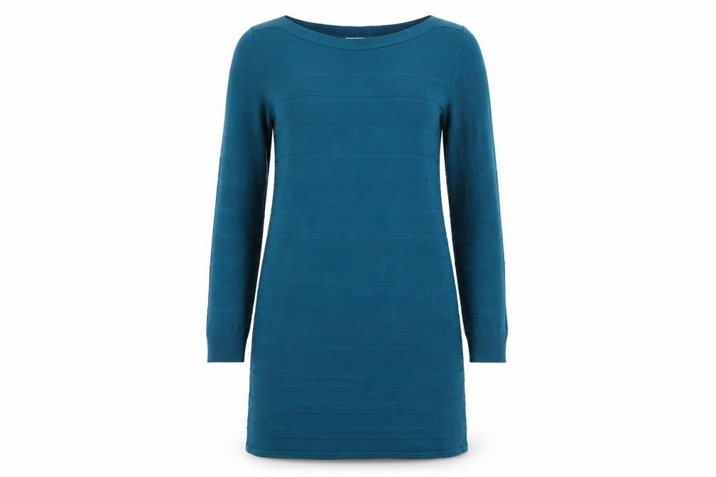 Front view of Tu women’s green striped a-line, size UK 10