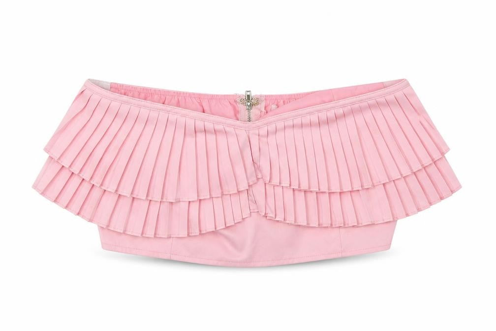 Front view of In the Style women’s pink wrap tank, size UK 10