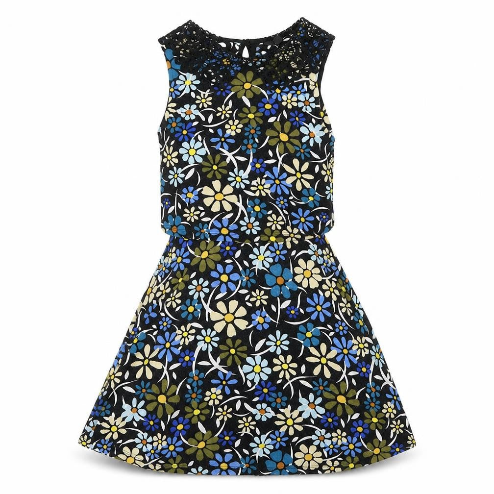 Topshop Womens Black Floral  Fit & Flare  Size 8