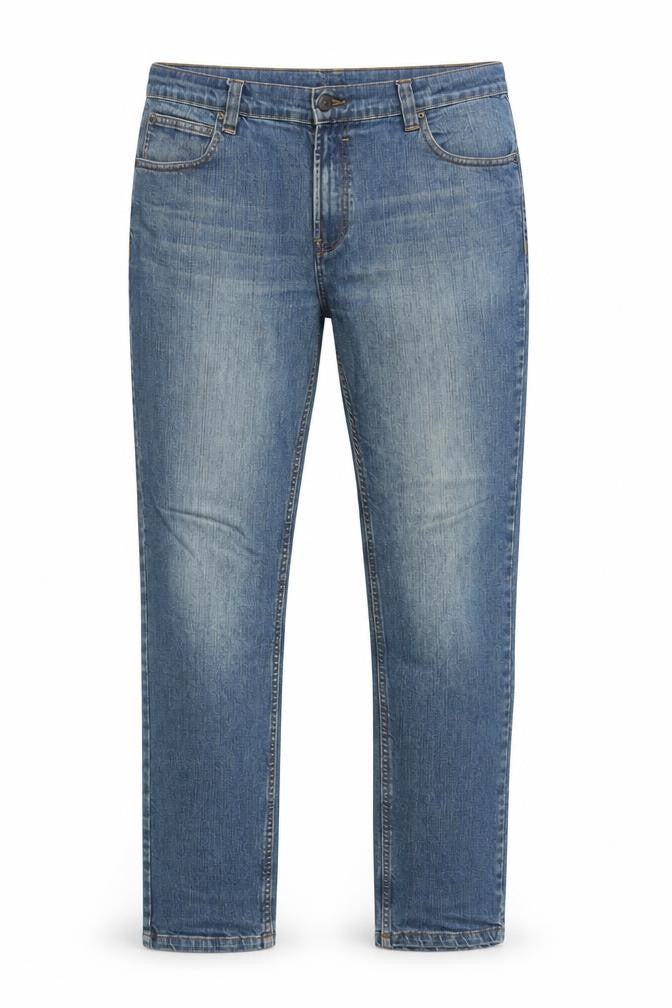 Front view of DSTRUCT women’s blue straight jeans, size UK 36, 31-inch leg