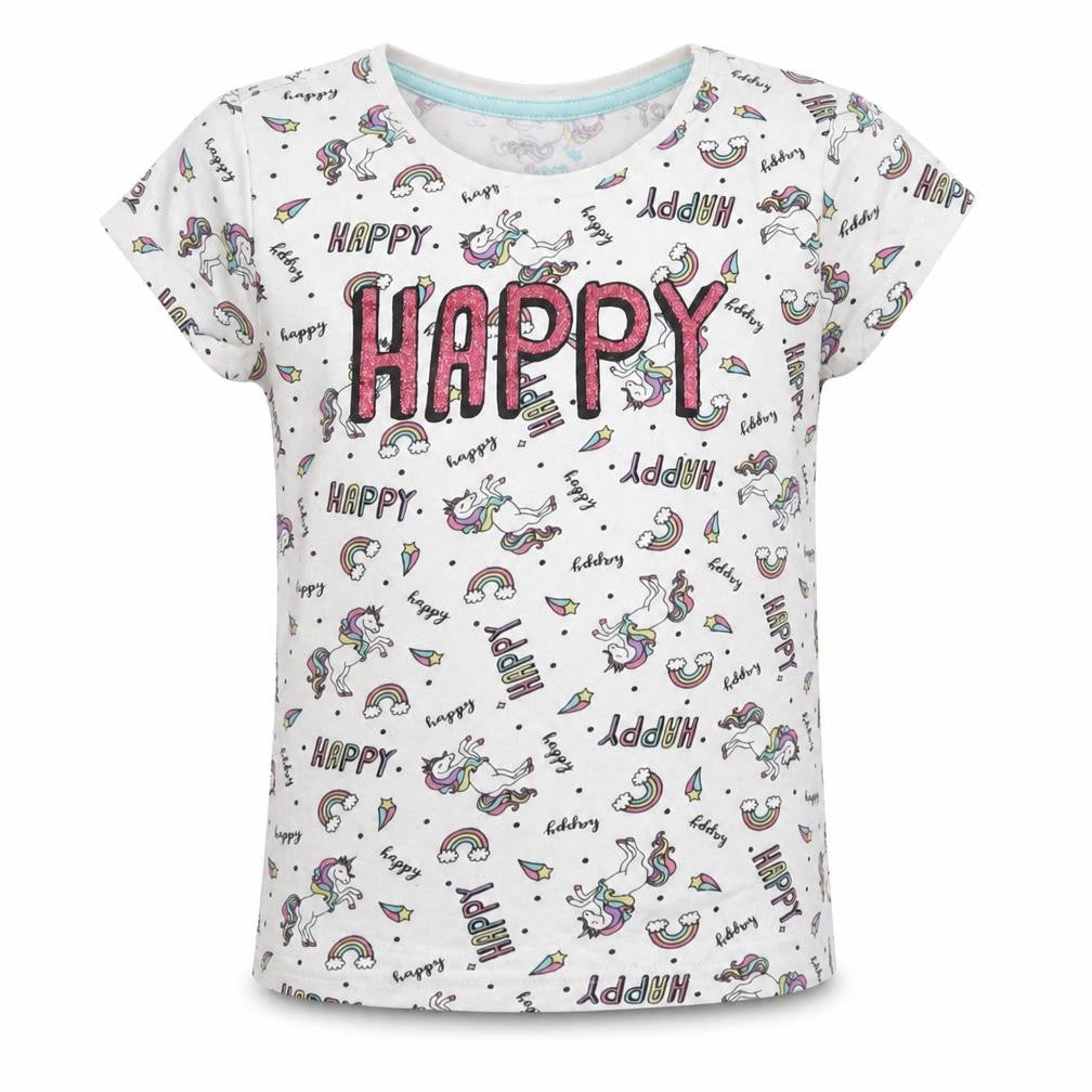 Primark Girls White    Pyjama Top Size 4-5 Years  - unicorn, happy