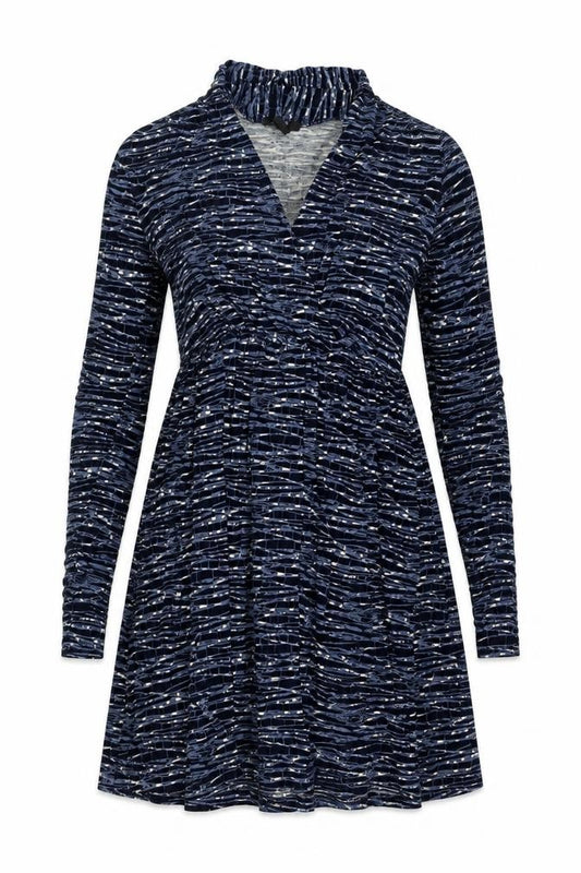 Front view of H&M women’s blue wrap dress, size S