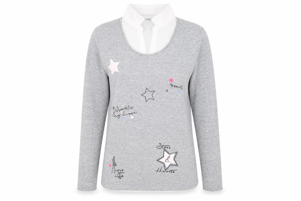 Front view of C&A women’s grey knit jumper, size UK 14