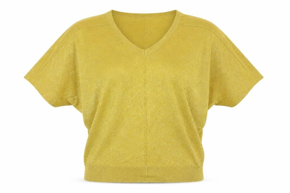 Front view of F&F women’s yellow knit jumper, size UK 12