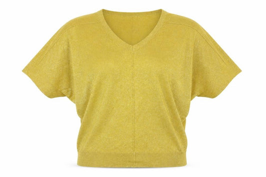 Front view of F&F women’s yellow knit jumper, size UK 12