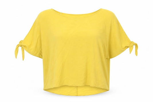 Front view of New Look women’s yellow basic blouse, size UK 10