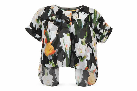Front view of Topshop women’s multicoloured floral basic blouse, size UK 8