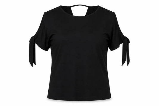 Front view of F&F women’s black basic blouse, size UK 8