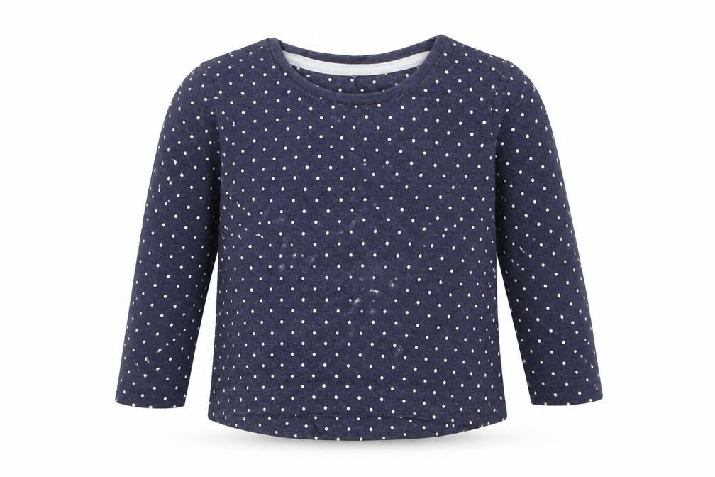Front view of George Baby Blue Polka Dot Basic T-Shirt, size 12-18, Months