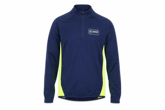 Front view of Virgin Atlantic men’s blue jacket, size L