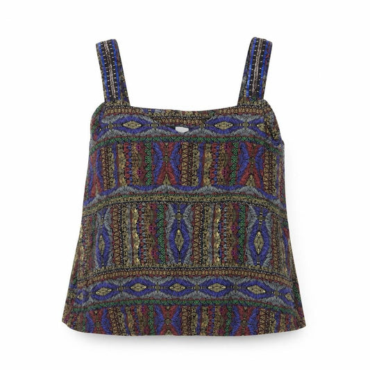 Front view of Next women’s multicoloured geometric basic tank, size UK 8