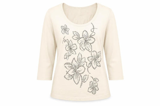 Front view of Preworn women’s beige basic blouse, size UK 10