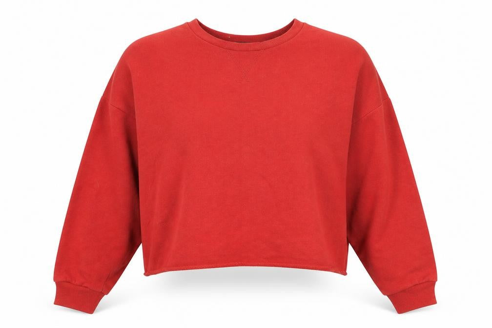 Front view of Primark women’s orange pullover sweatshirt, size XS, - cropped