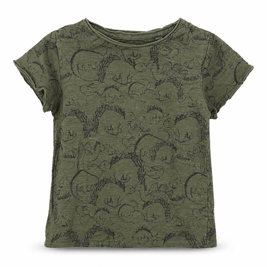 Front view of Next Baby Green Jersey Basic T-Shirt, size 9-12, Months - Dinosaur