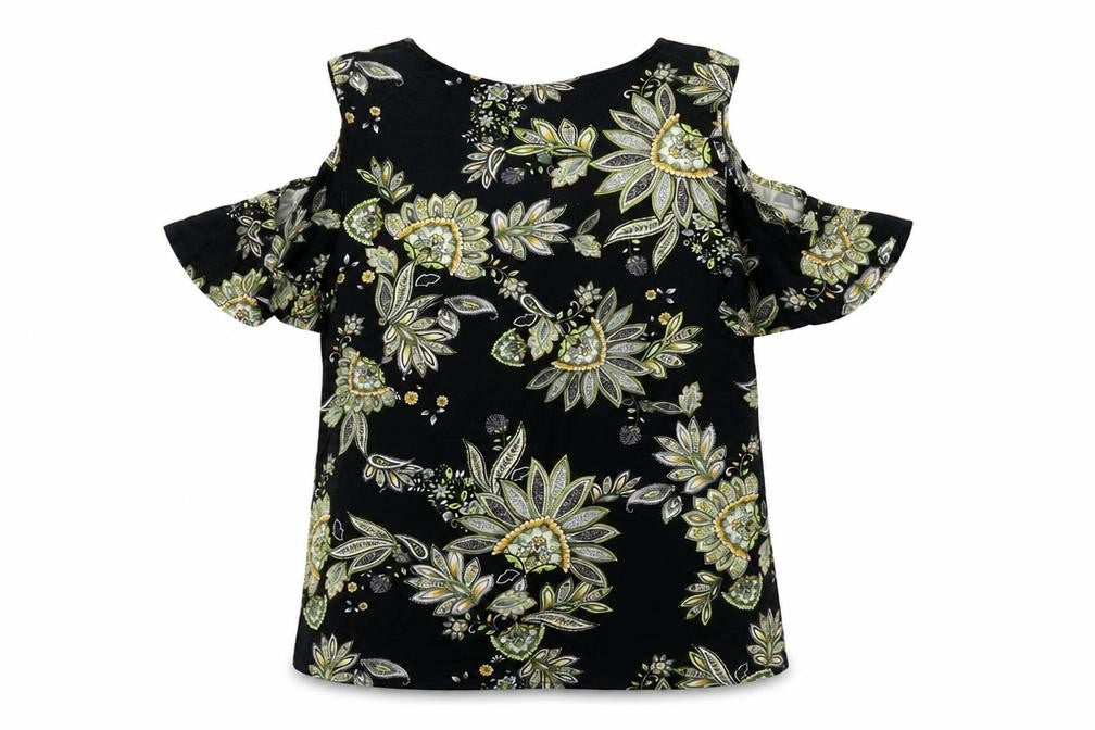 Preworn Womens Black Geometric Jersey Basic Blouse Size 12
