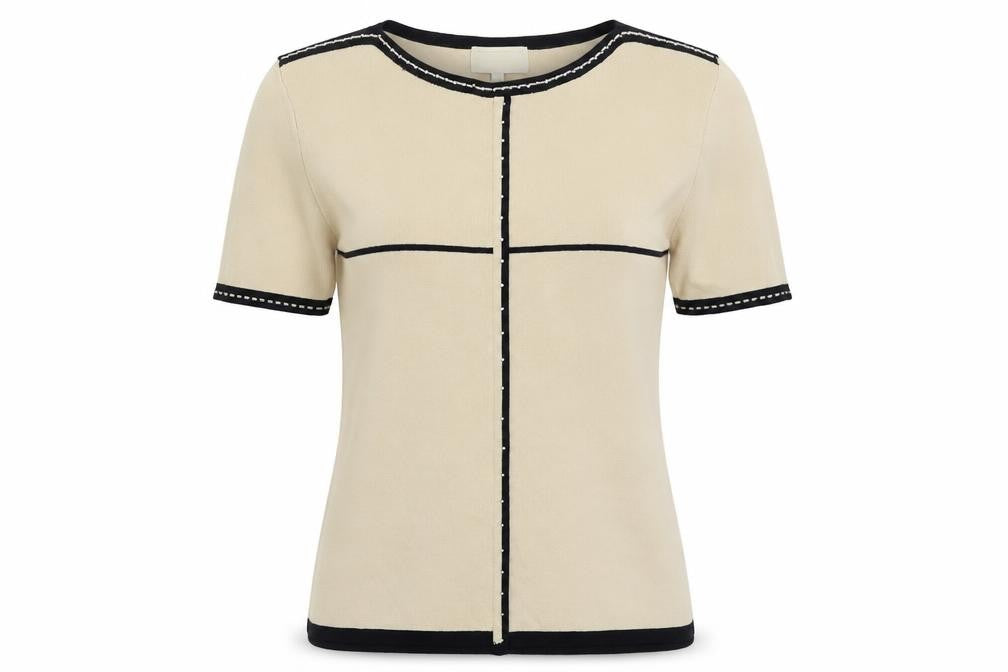 Front view of Frank Saul Beige Knit jumper, size L