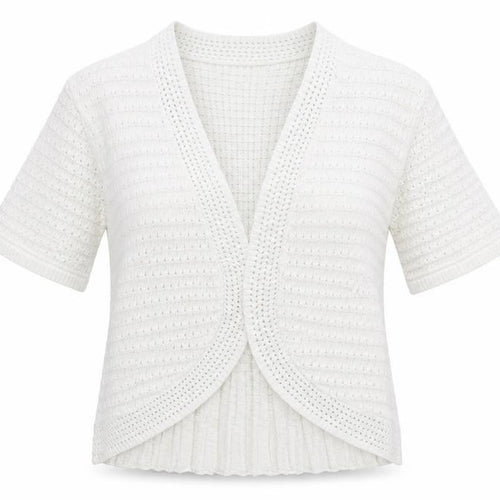 Preworn Womens White Striped Knit Cardigan Jumper Size S
