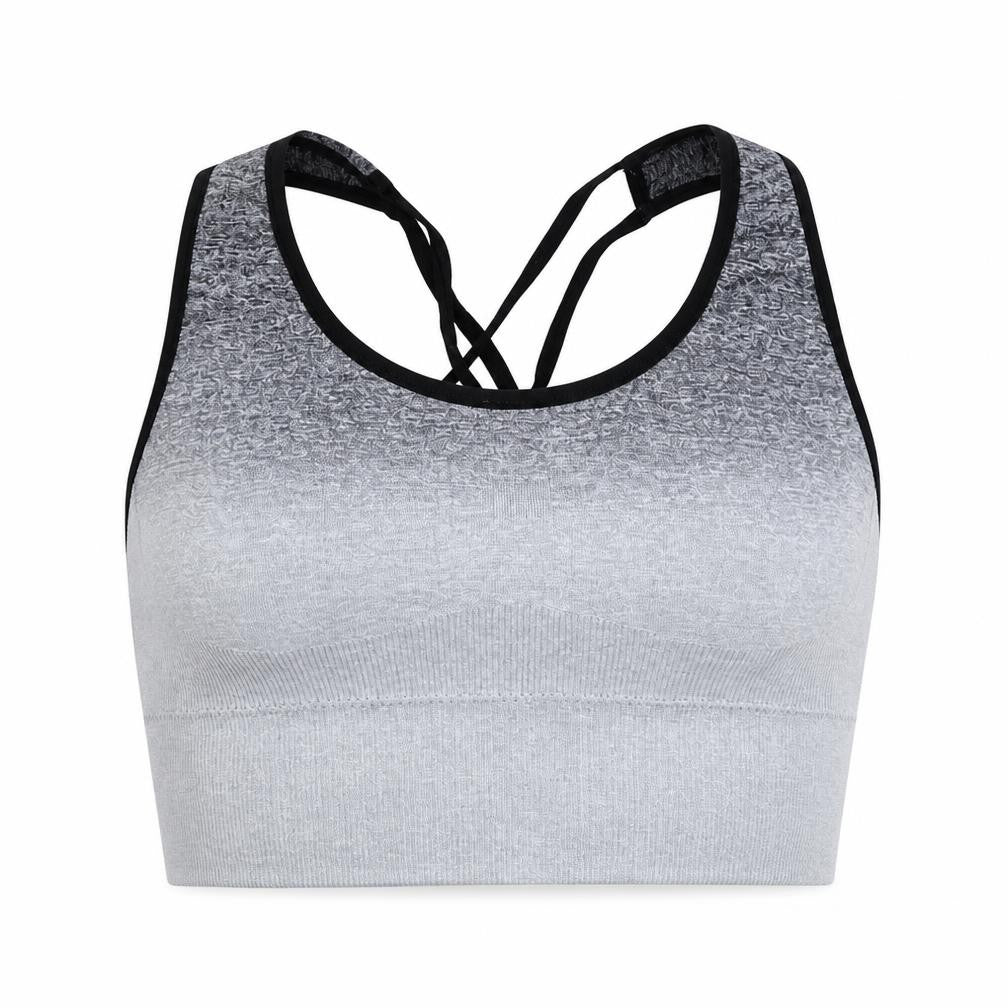 Front view of WorkOut women’s grey cropped tank, size UK 12