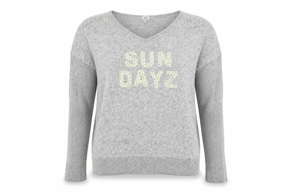 Front view of river island women’s grey jumper, size XS