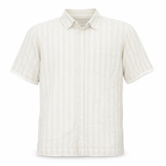 Front view of Next men’s beige button-up, size L