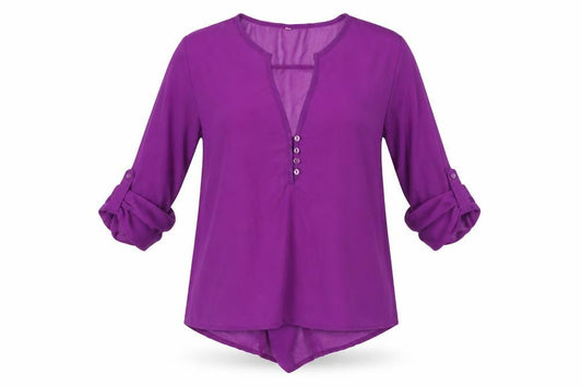 Front view of Preworn women’s purple basic blouse, size S