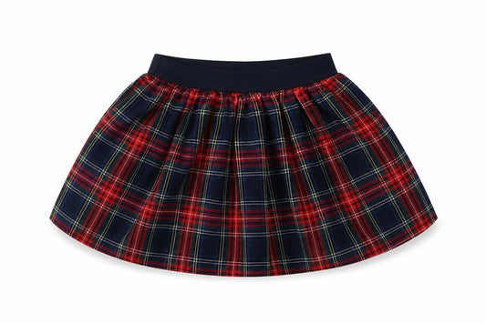 Front view of Preworn girls’ red check a-line skirt, size 4, years