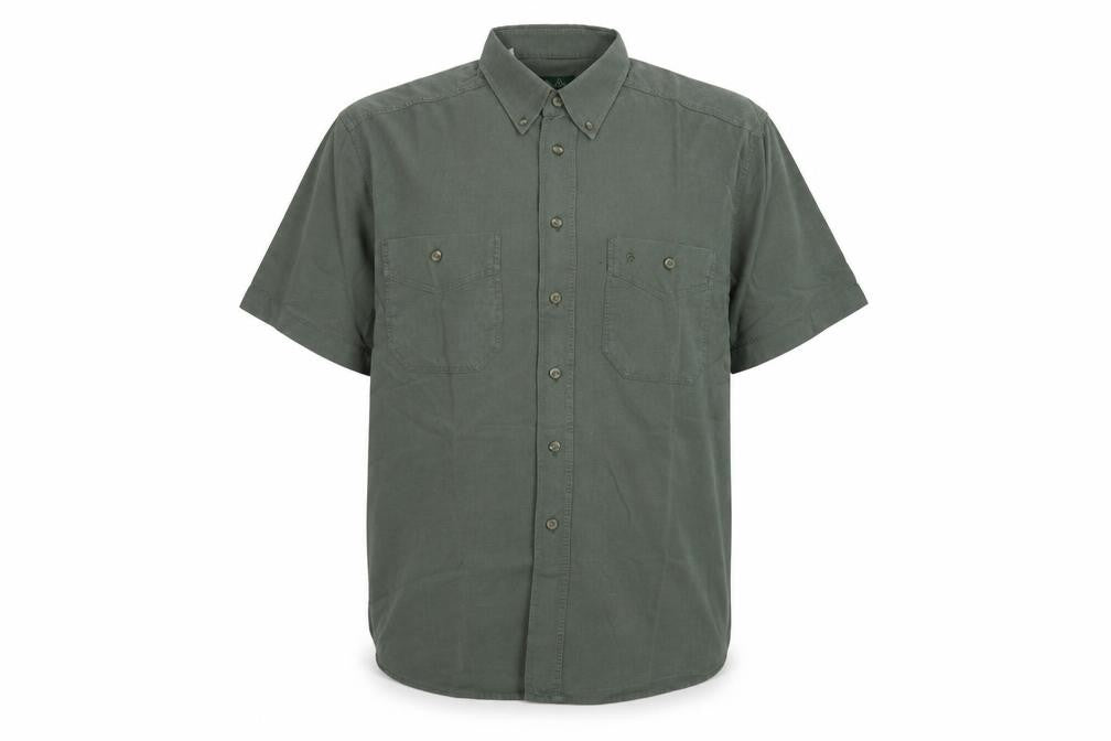 Front view of Melka Casual men’s green button-up, size L