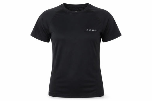 Front view of ASOS women’s black basic t-shirt, size XS