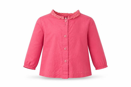 Front view of Marks & Spencer Baby Pink Floral Basic Button-Up, size 9-12, Months