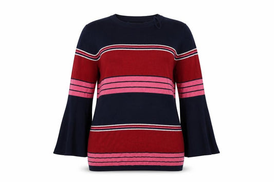 Front view of Principles women’s multicoloured striped jumper, size UK 14