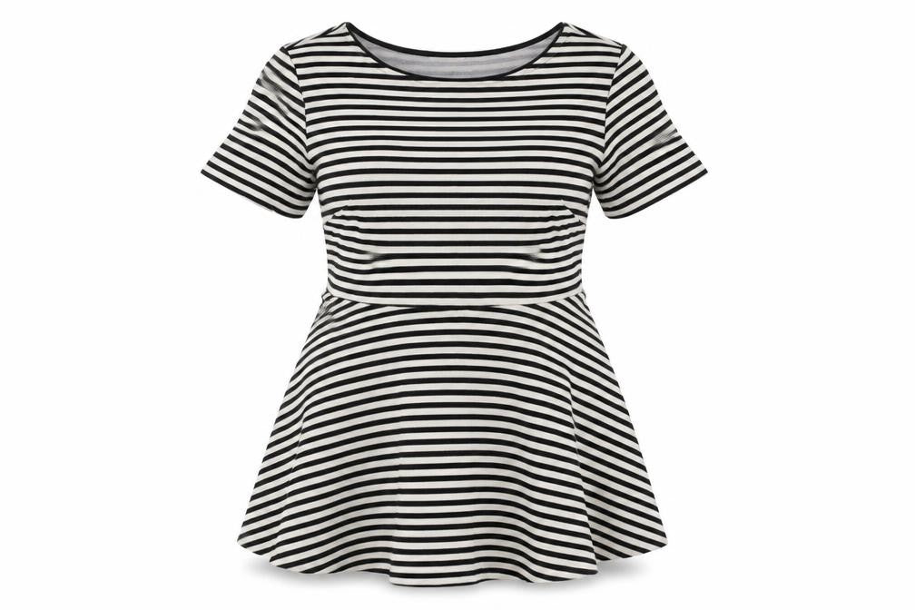 Front view of H&M women’s white striped fit & flare, size L