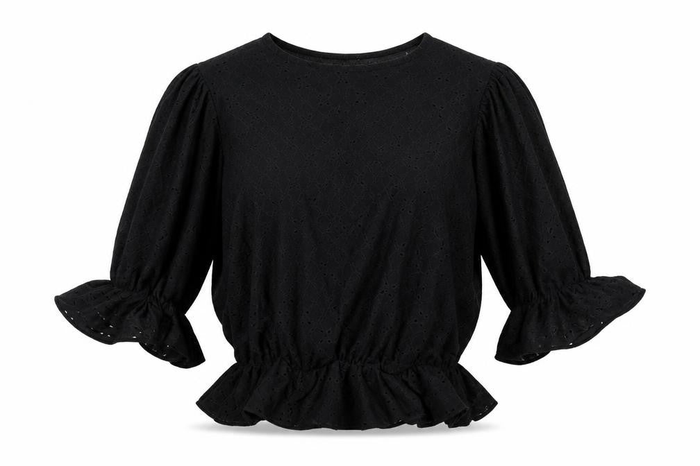 Front view of Pretty Hurts women’s black floral basic blouse, size UK 12
