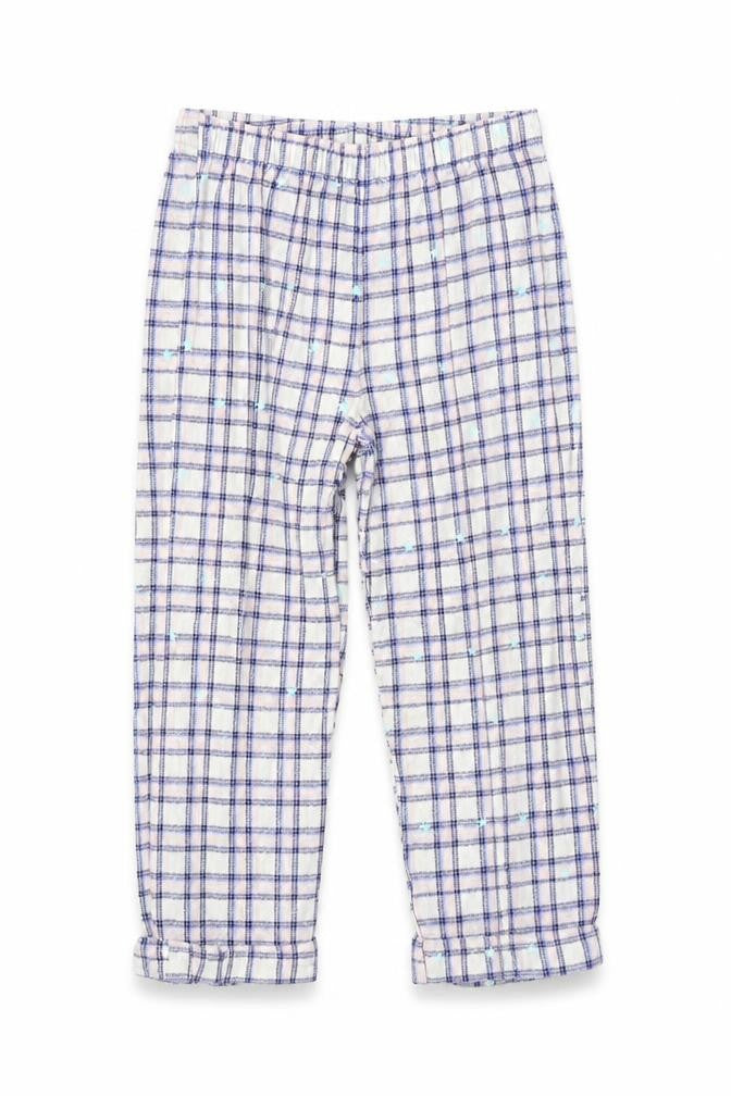 Front view of George girls’ multicoloured check pyjama pants, size 4-5, years