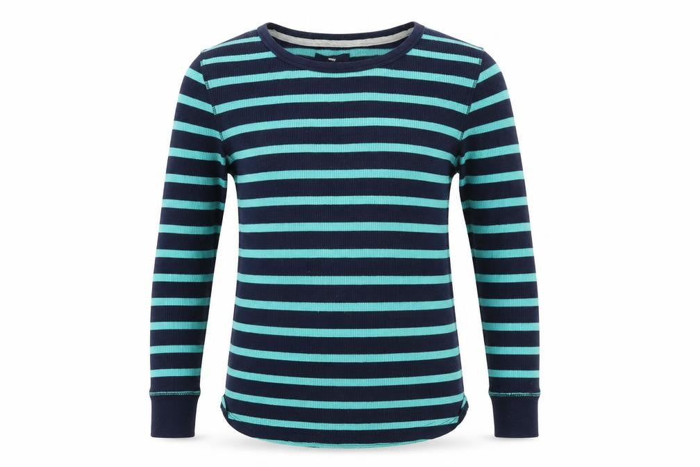 Front view of Gap men’s blue striped jumper, size M