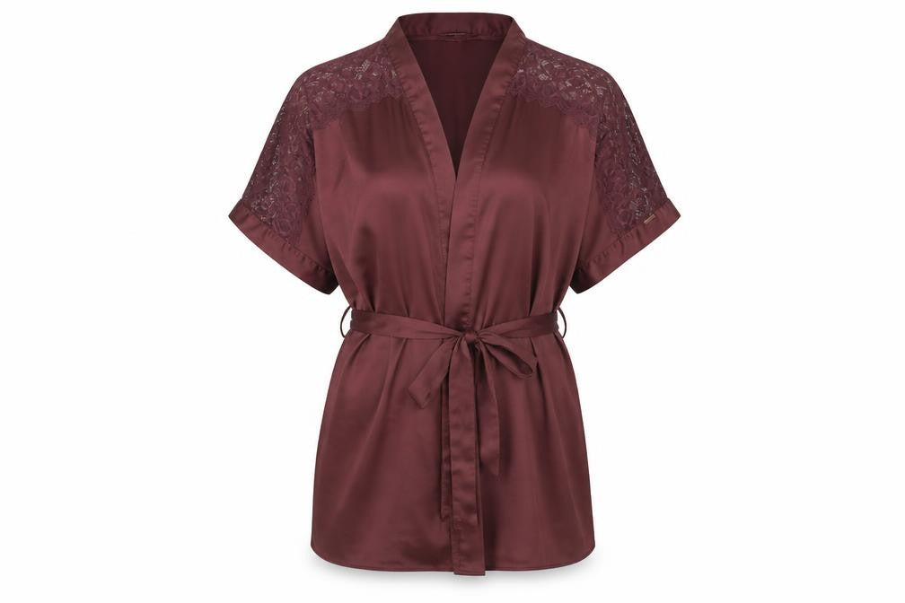 Front view of Autograph women’s purple solid robe, size UK 12