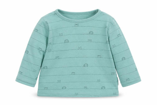 Front view of George Baby Green Striped Basic T-Shirt, size 3-6, Months - Animals