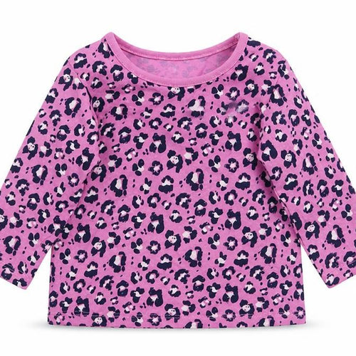 George Girls Pink Animal Print  Basic T-Shirt Size 3-6 Months  - Leopard Print
